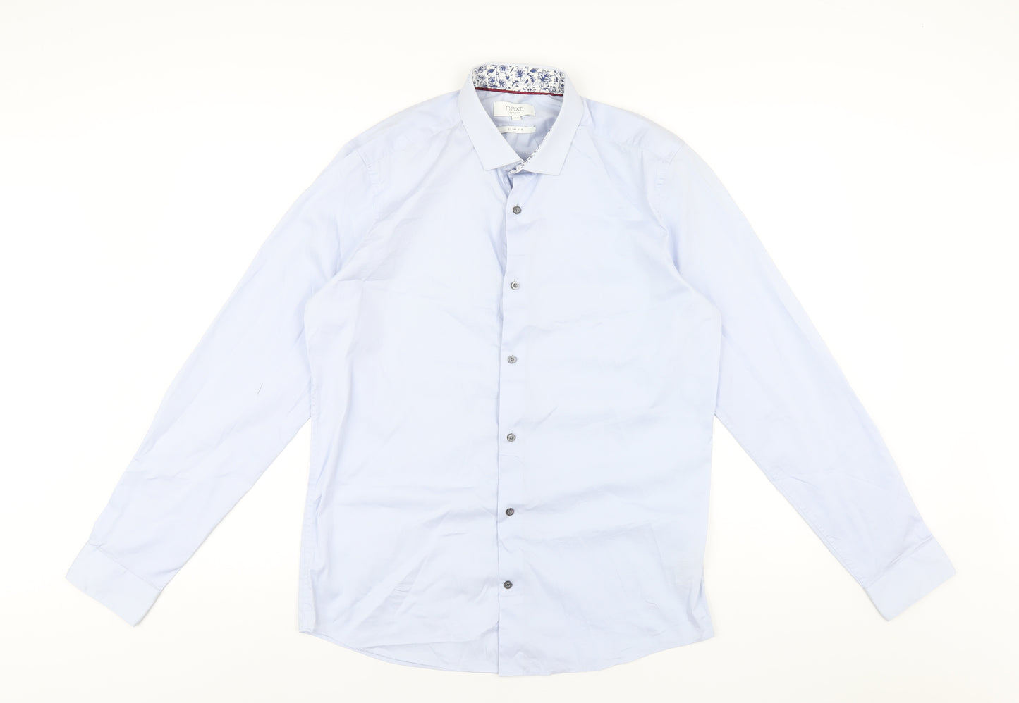 NEXT Mens Blue Cotton Dress Shirt Size M Collared Button