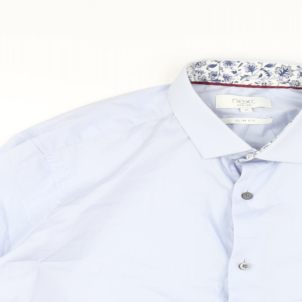 NEXT Mens Blue Cotton Dress Shirt Size M Collared Button