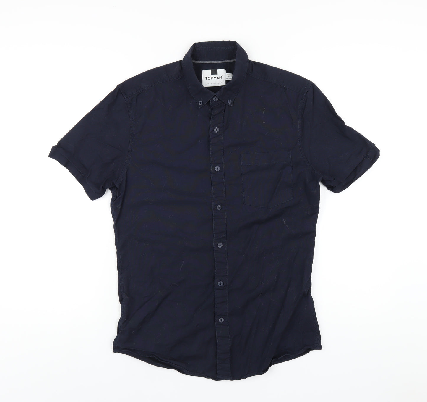 Topman Mens Blue Cotton Button-Up Size M Collared Button