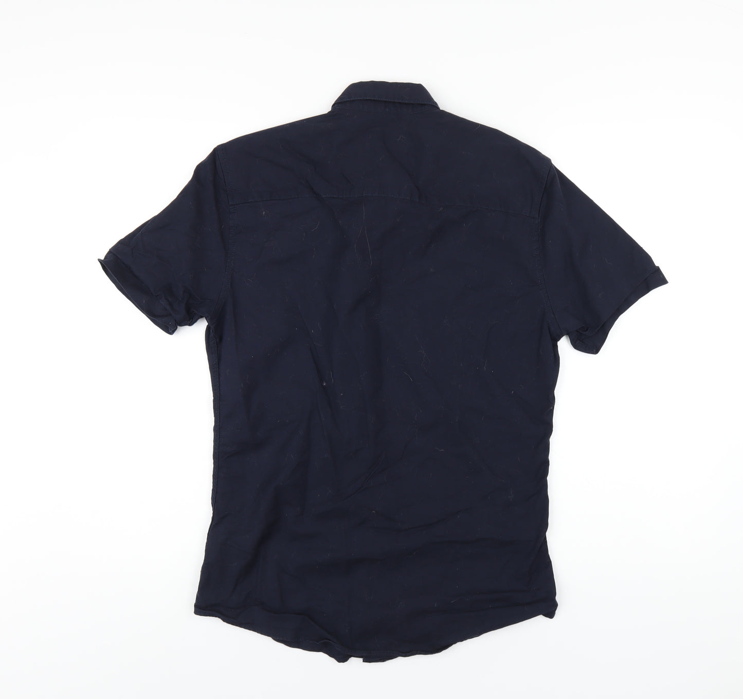 Topman Mens Blue Cotton Button-Up Size M Collared Button