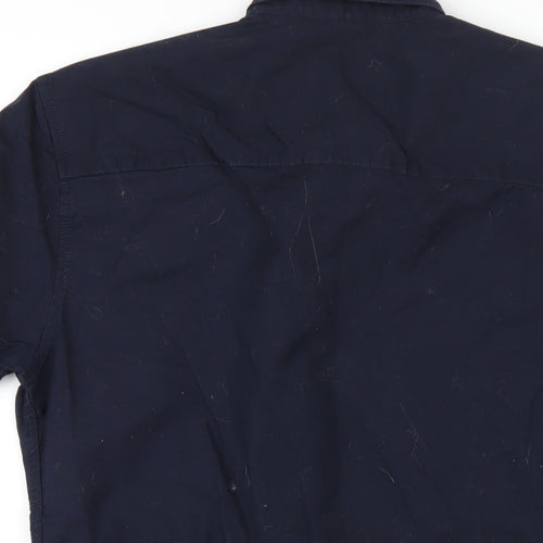 Topman Mens Blue Cotton Button-Up Size M Collared Button