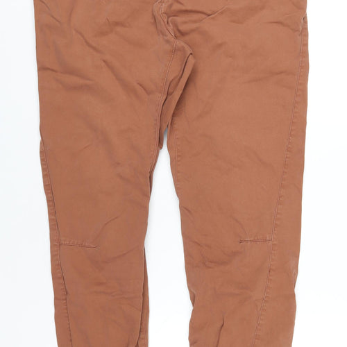 Soul Star Mens Brown Cotton Trousers Size 36 in L30 in Regular Zip