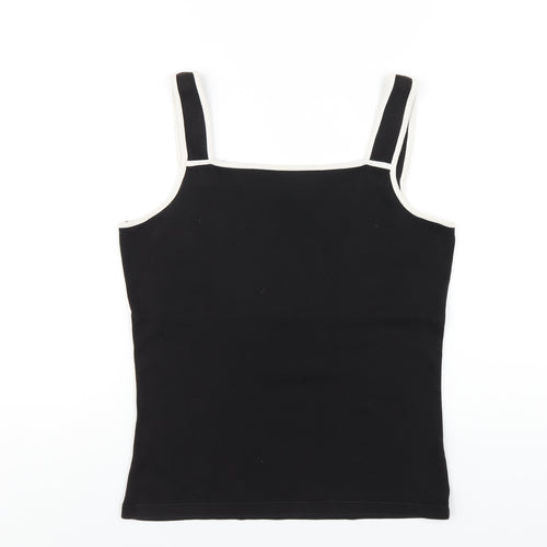 Long Tall Sally Womens Black Cotton Basic Tank Size 14 Square Neck