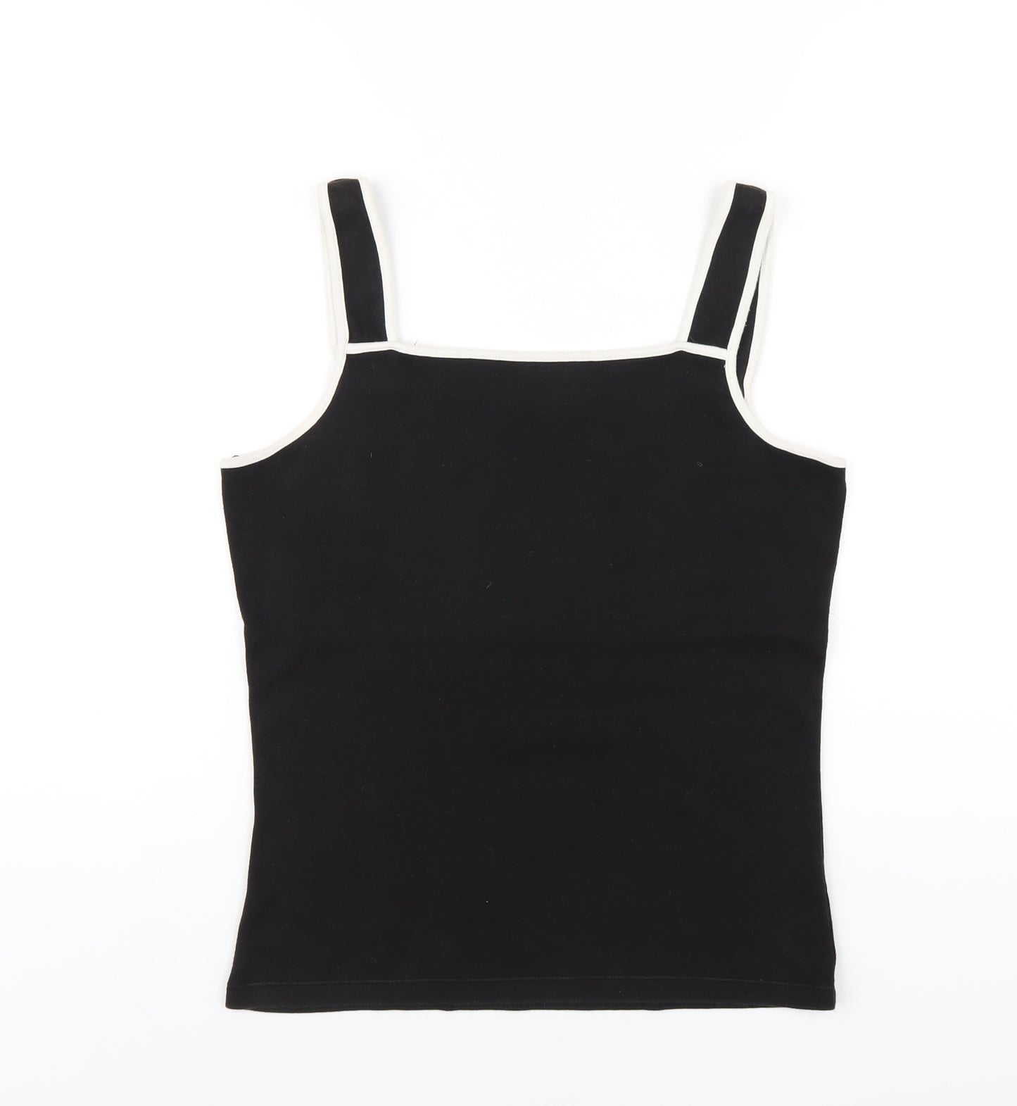 Long Tall Sally Womens Black Cotton Basic Tank Size 14 Square Neck