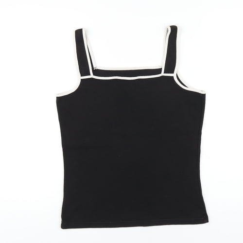 Long Tall Sally Womens Black Cotton Basic Tank Size 14 Square Neck