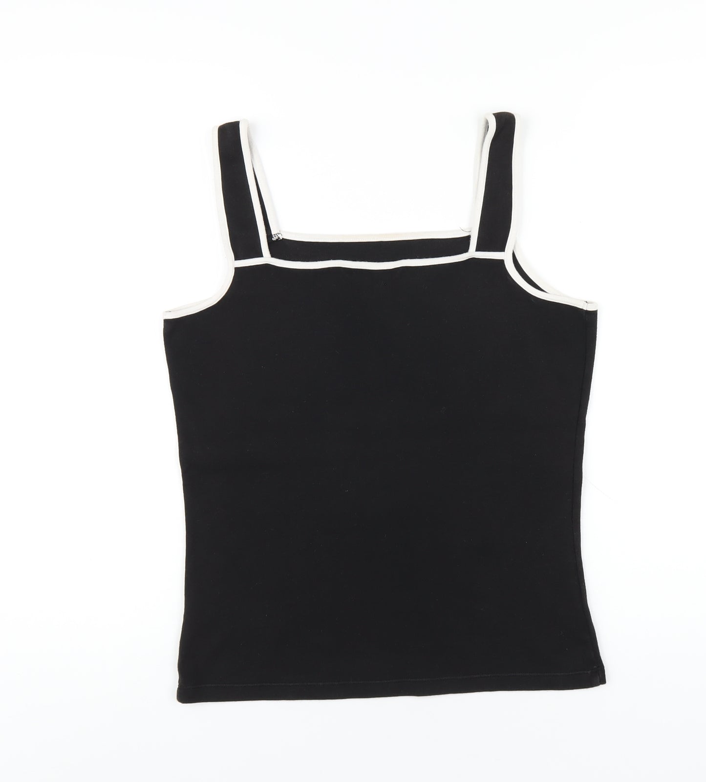 Long Tall Sally Womens Black Cotton Basic Tank Size 14 Square Neck