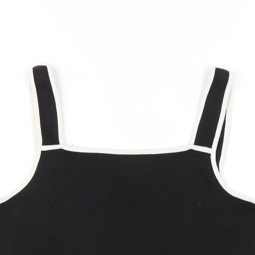 Long Tall Sally Womens Black Cotton Basic Tank Size 14 Square Neck