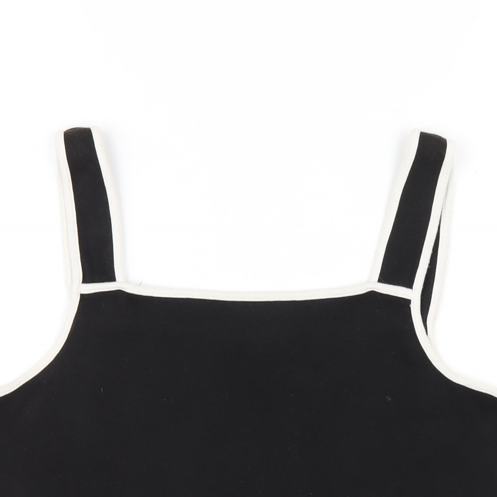Long Tall Sally Womens Black Cotton Basic Tank Size 14 Square Neck