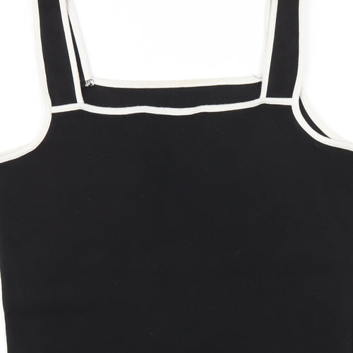 Long Tall Sally Womens Black Cotton Basic Tank Size 14 Square Neck