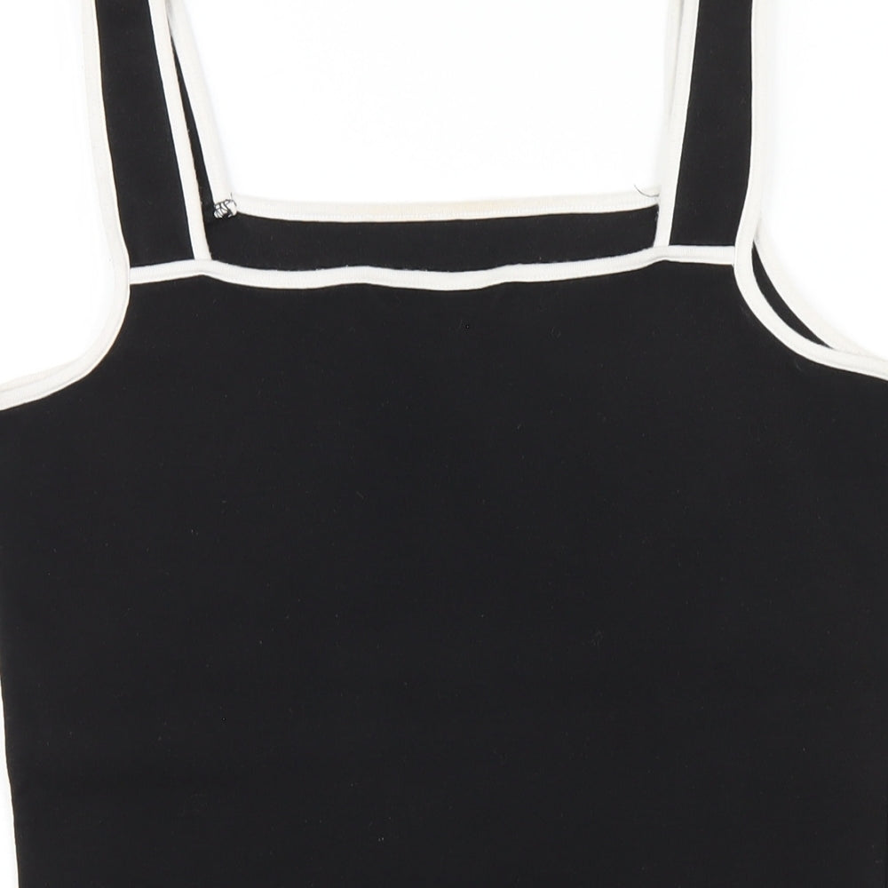 Long Tall Sally Womens Black Cotton Basic Tank Size 14 Square Neck