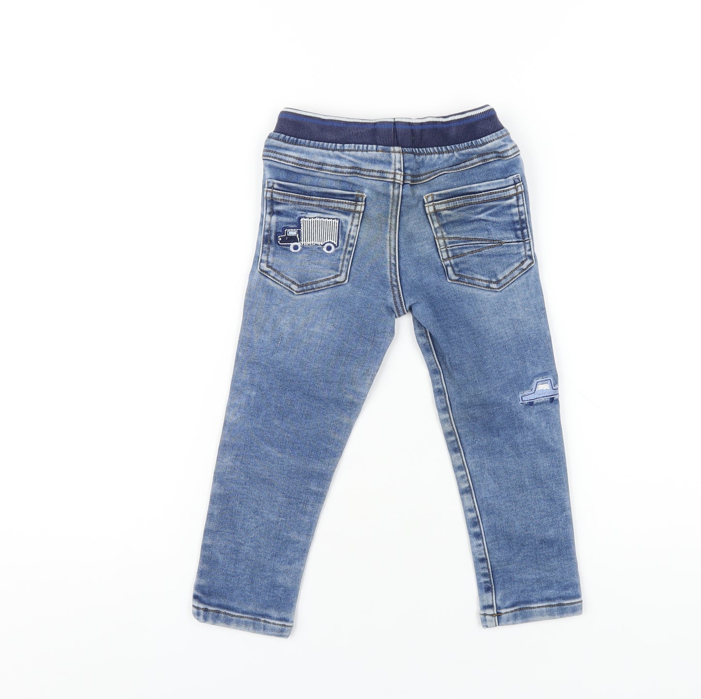 NEXT Boys Blue Cotton Skinny Jeans Size 2-3 Years Regular Drawstring