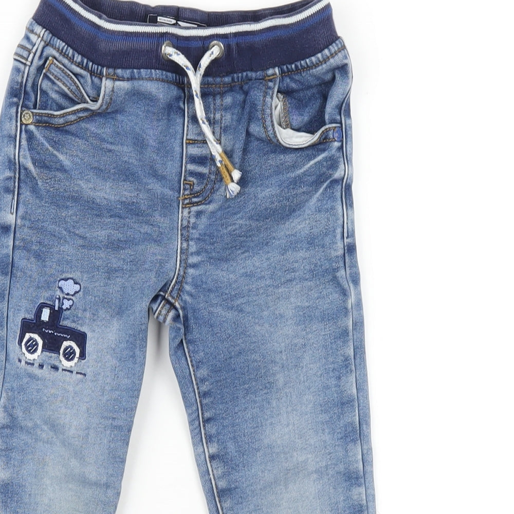 NEXT Boys Blue Cotton Skinny Jeans Size 2-3 Years Regular Drawstring