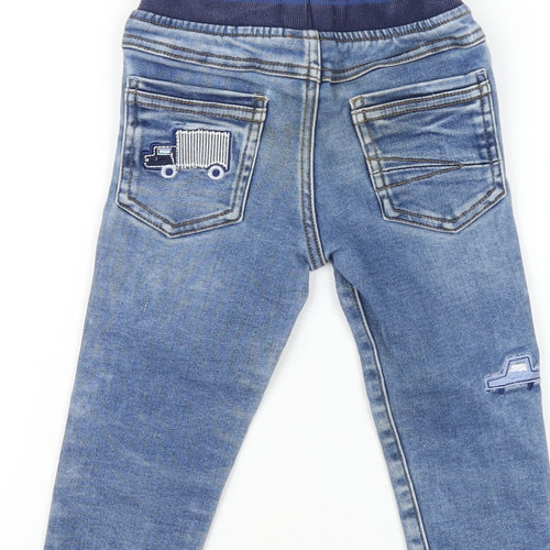 NEXT Boys Blue Cotton Skinny Jeans Size 2-3 Years Regular Drawstring