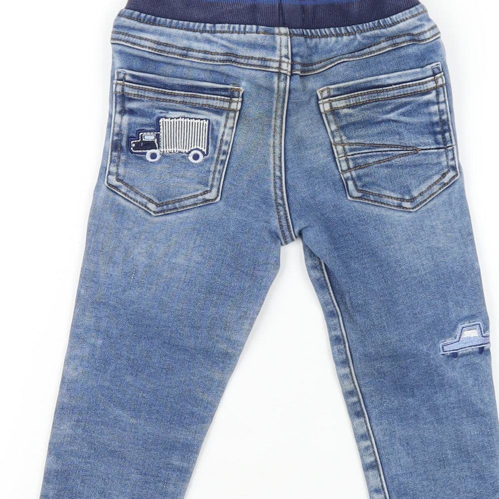 NEXT Boys Blue Cotton Skinny Jeans Size 2-3 Years Regular Drawstring