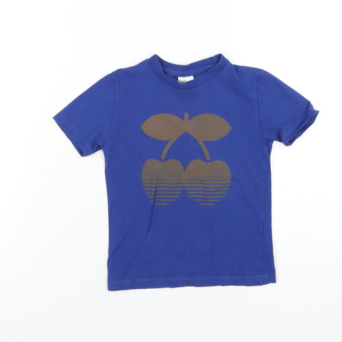 Pacha Boys Blue Cotton Basic T-Shirt Size 4 Years Round Neck Pullover