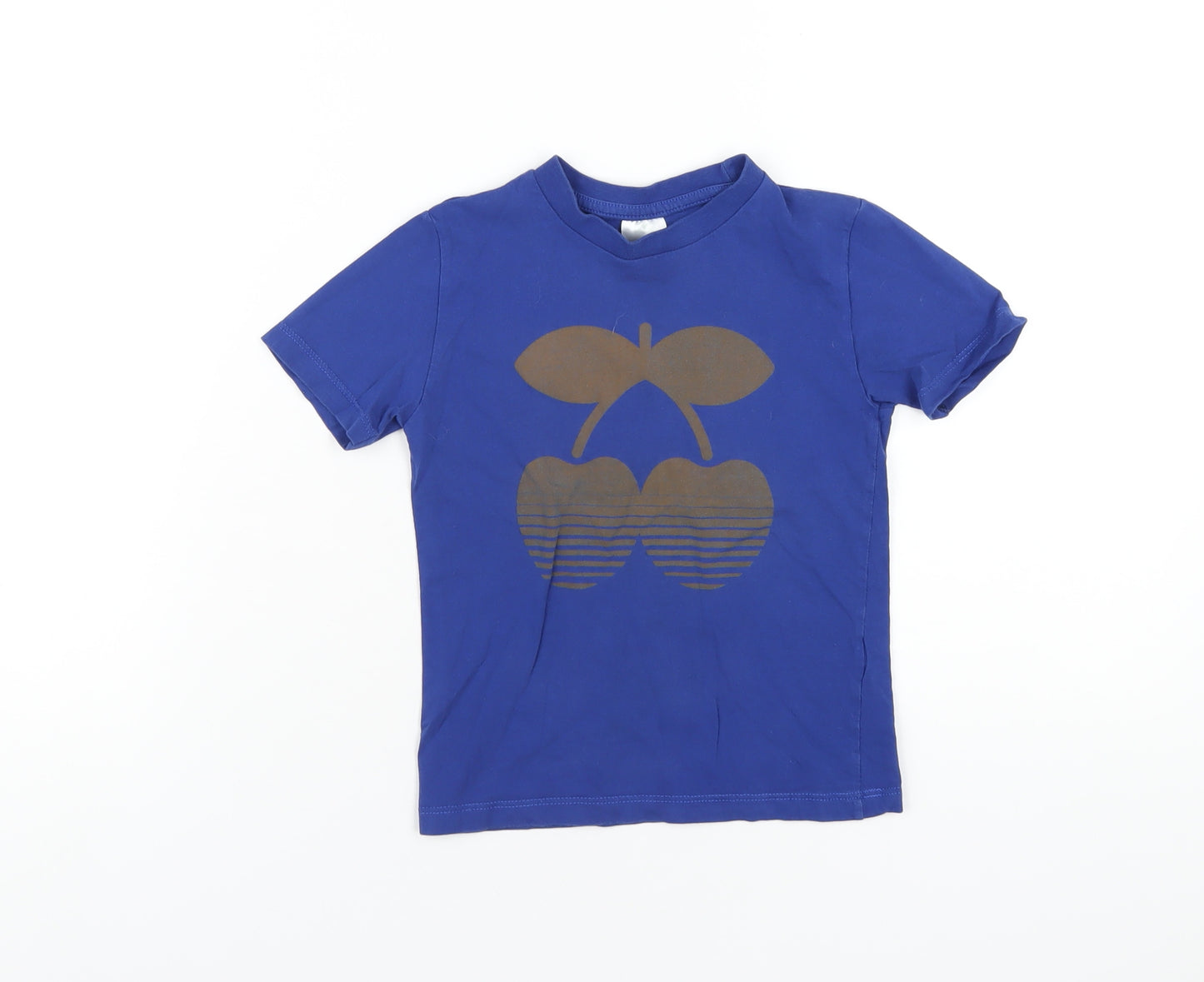 Pacha Boys Blue Cotton Basic T-Shirt Size 4 Years Round Neck Pullover