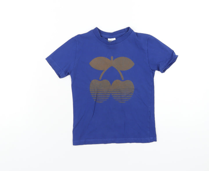 Pacha Boys Blue Cotton Basic T-Shirt Size 4 Years Round Neck Pullover