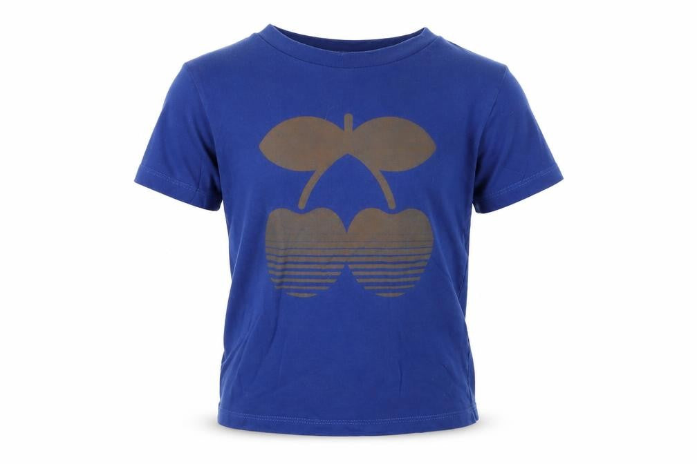 Front view of Pacha boys’ blue cotton basic t-shirt, size 4, years round neck pullover
