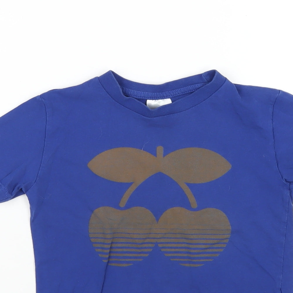 Pacha Boys Blue Cotton Basic T-Shirt Size 4 Years Round Neck Pullover