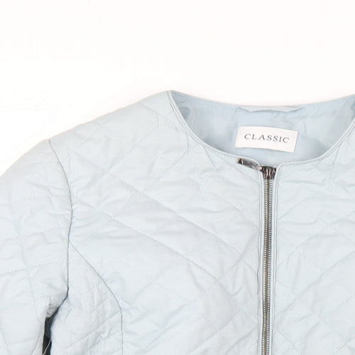 Classic Womens Blue Quilted Coat Size 10 Zip