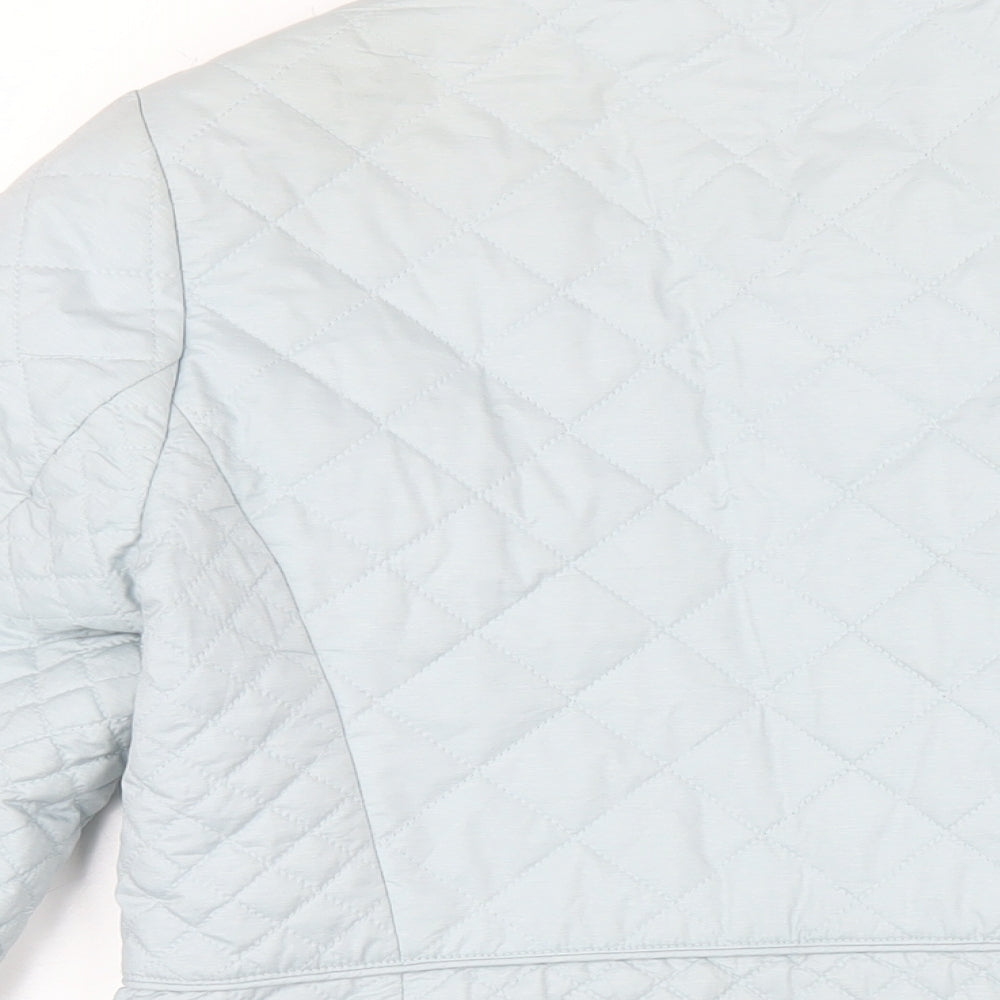 Classic Womens Blue Quilted Coat Size 10 Zip