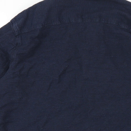 Topman Mens Blue Cotton Button-Up Size M Collared Button