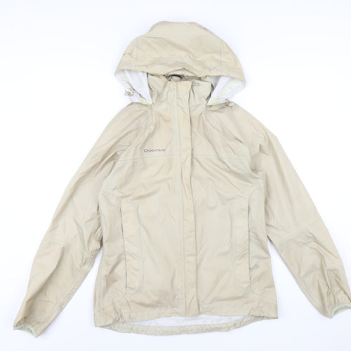 DECATHLON Womens Beige Rain Coat Coat Size S Zip