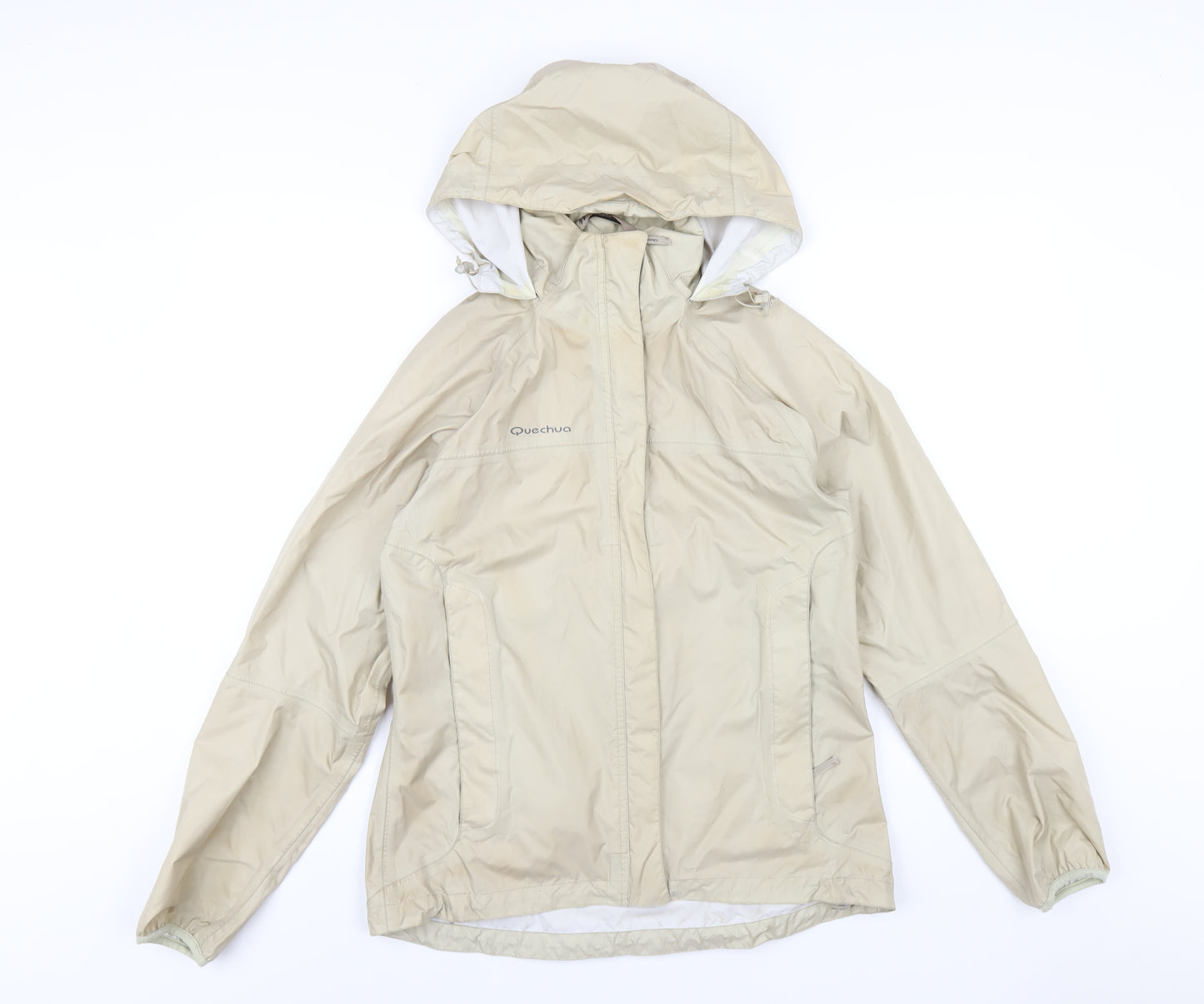 DECATHLON Womens Beige Rain Coat Coat Size S Zip