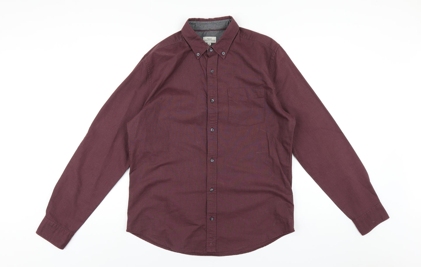NEXT Mens Purple Cotton Button-Up Size M Collared Button