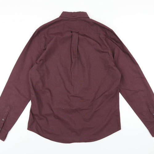 NEXT Mens Purple Cotton Button-Up Size M Collared Button