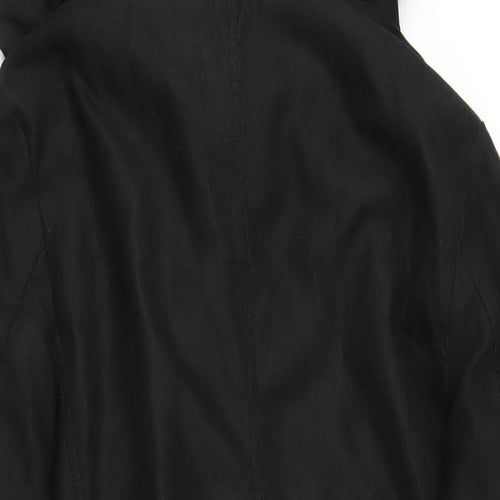 Boohoo Womens Black Parka Coat Size 12 Zip - Suede Effect