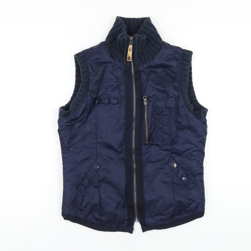 YAYA Womens Blue Gilet Waistcoat Size S Zip