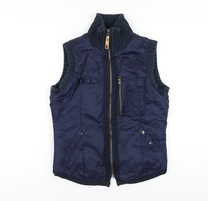 YAYA Womens Blue Gilet Waistcoat Size S Zip