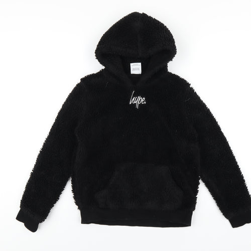 Hype Boys Black Polyester Pullover Hoodie Size 11-12 Years Pullover