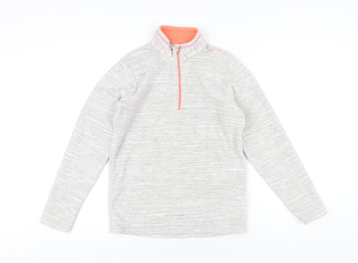 DECATHLON Girls Grey Polyester Pullover Sweatshirt Size 14 Years Zip