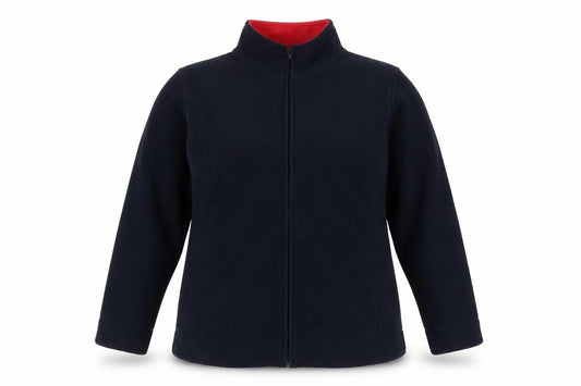 Front view of EWM women’s blue jacket, size UK 18, zip