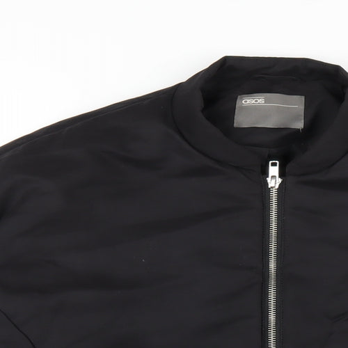 ASOS Mens Black Bomber Jacket Coat Size S Zip