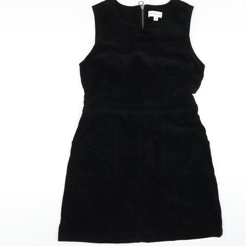 Warehouse Womens Black Cotton A-Line Size 12 Round Neck Zip