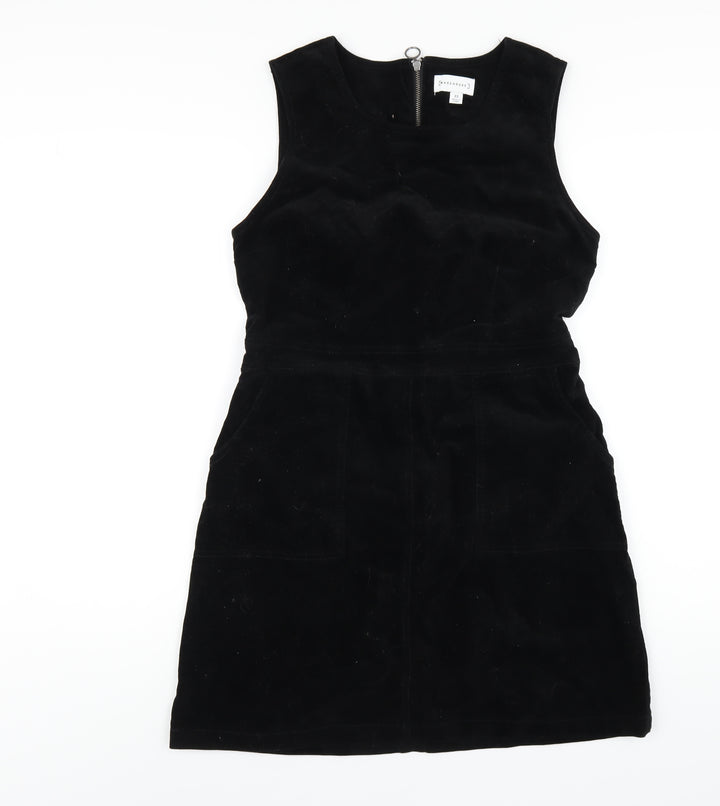 Warehouse Womens Black Cotton A-Line Size 12 Round Neck Zip