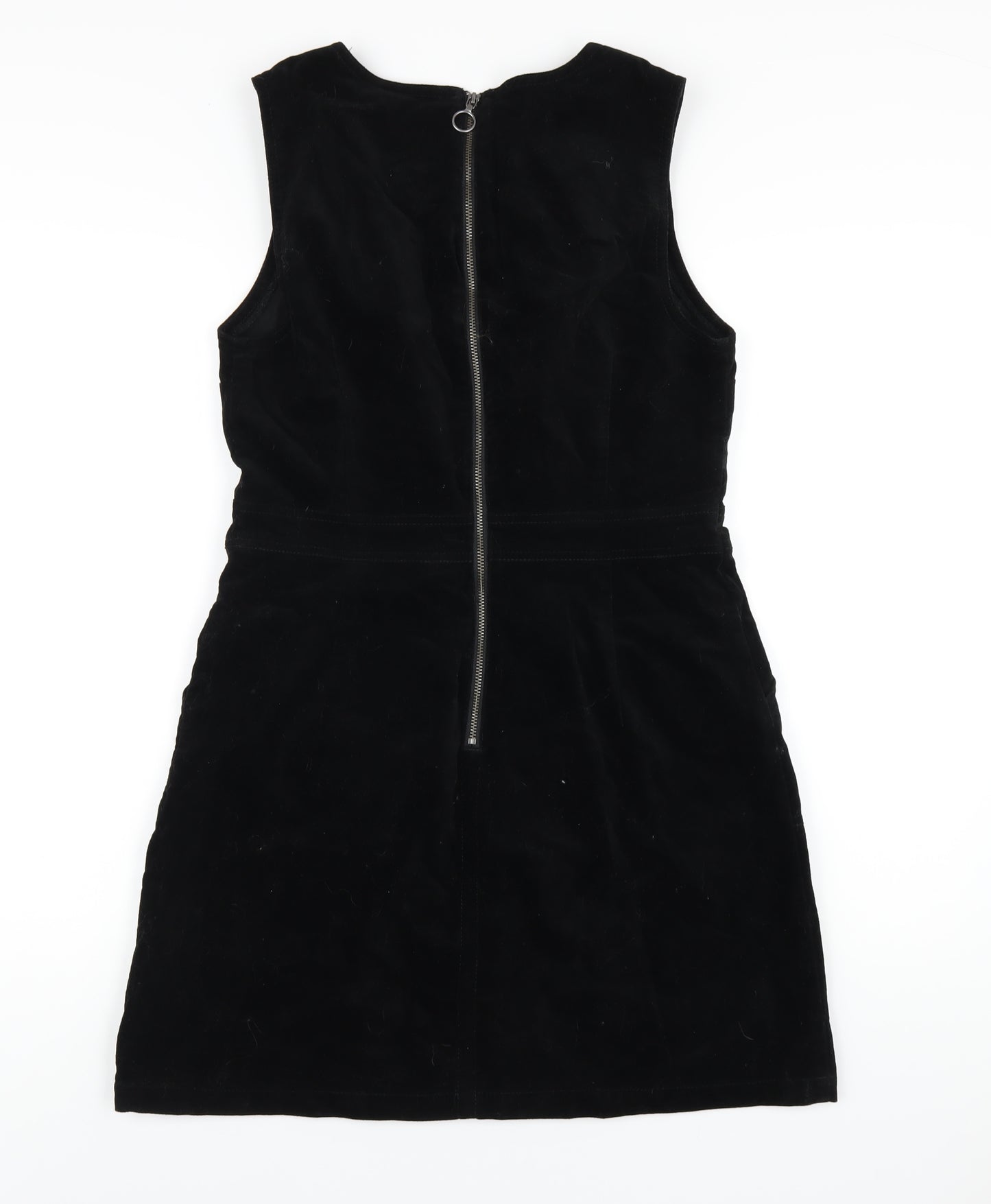 Warehouse Womens Black Cotton A-Line Size 12 Round Neck Zip