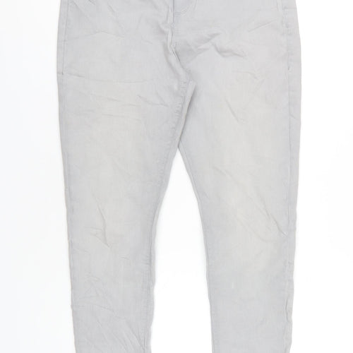 Marks and Spencer Womens Grey Cotton Skinny Jeans Size 14 L29 in Regular Zip