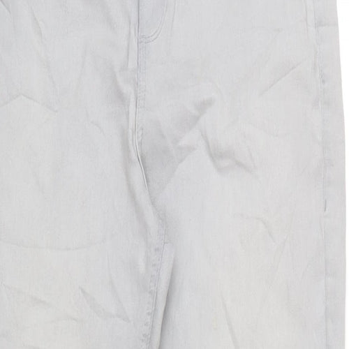 Marks and Spencer Womens Grey Cotton Skinny Jeans Size 14 L29 in Regular Zip