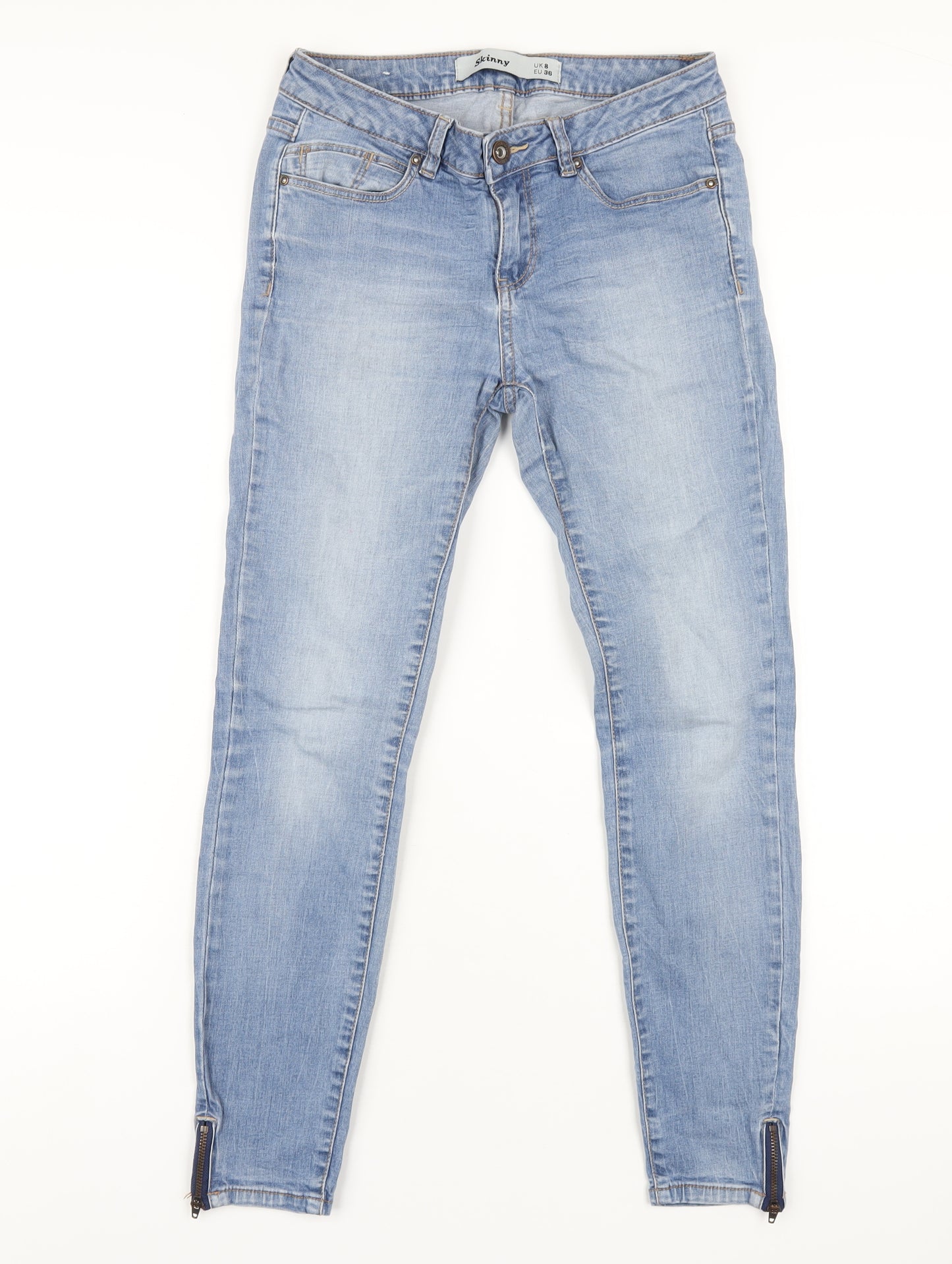 New Look Womens Blue Cotton Skinny Jeans Size 8 L27 in Regular Zip