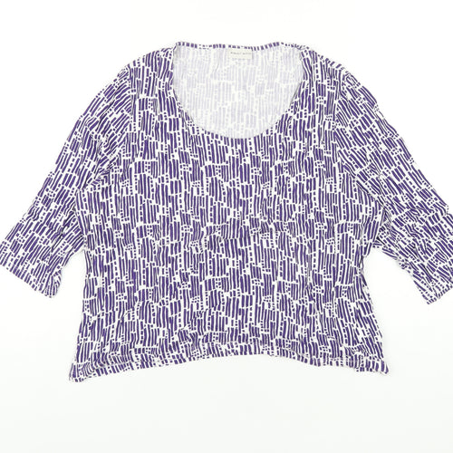 Minuet Womens Purple Geometric Viscose Basic T-Shirt Size XL Scoop Neck