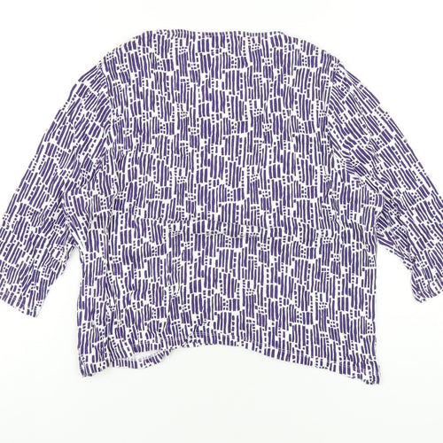 Minuet Womens Purple Geometric Viscose Basic T-Shirt Size XL Scoop Neck