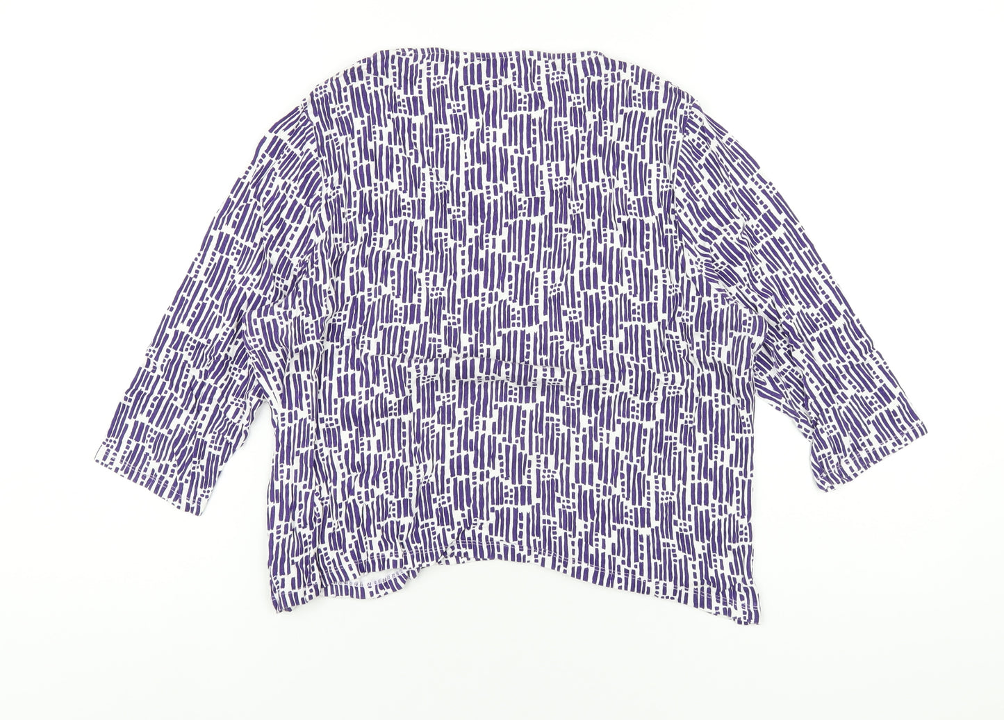 Minuet Womens Purple Geometric Viscose Basic T-Shirt Size XL Scoop Neck