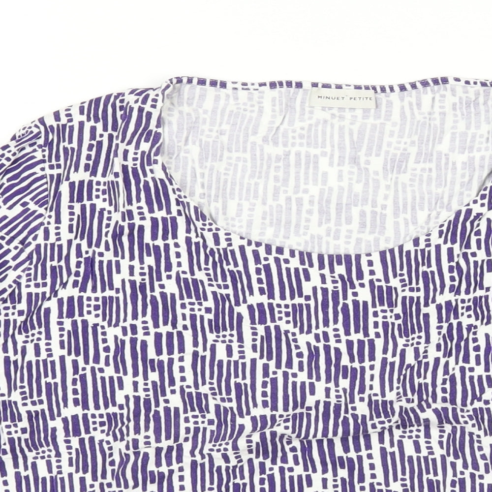 Minuet Womens Purple Geometric Viscose Basic T-Shirt Size XL Scoop Neck