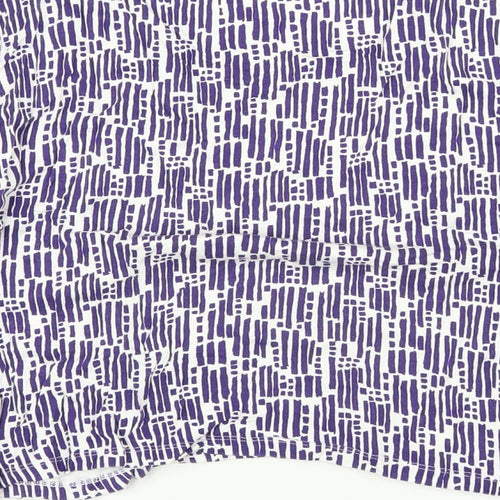 Minuet Womens Purple Geometric Viscose Basic T-Shirt Size XL Scoop Neck