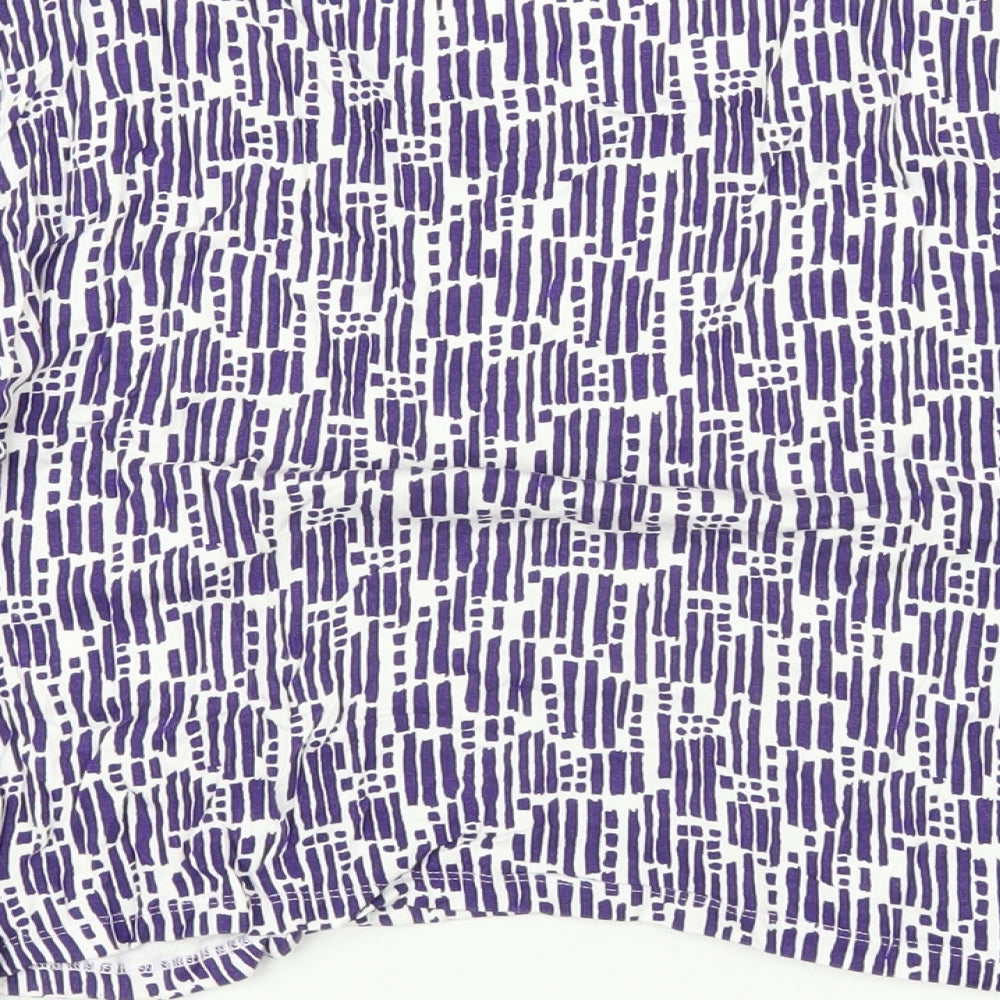 Minuet Womens Purple Geometric Viscose Basic T-Shirt Size XL Scoop Neck