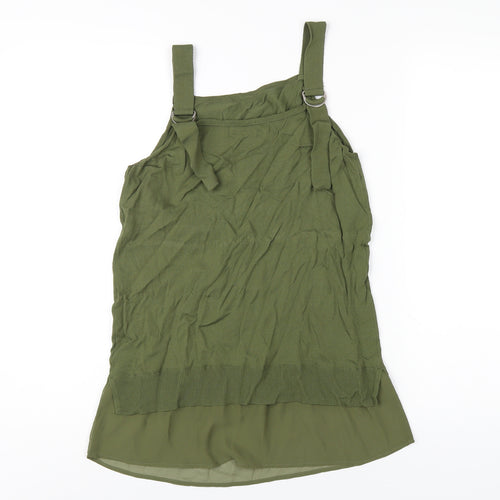 NEXT Womens Green Viscose Basic T-Shirt Size S Square Neck